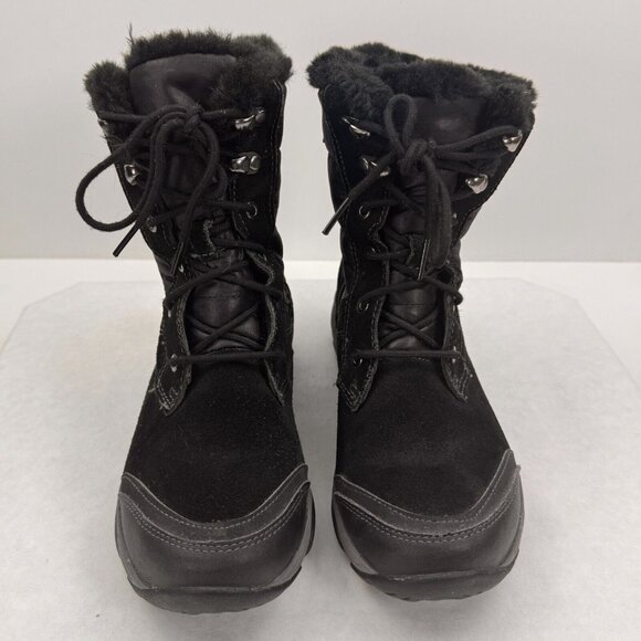 Easy Spirit Womens Black Eserle Snow Boots Lace Up Leather Fur Trim Size 7M - Picture 8 of 11